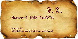 Huszerl Kálmán névjegykártya
